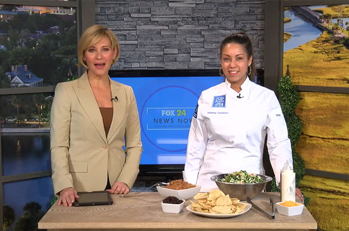 Chef Adrienne Cheatham on the set of FOX24 Charleston