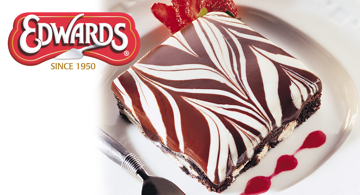 An Edwards® chocolate dessert sits on a plate