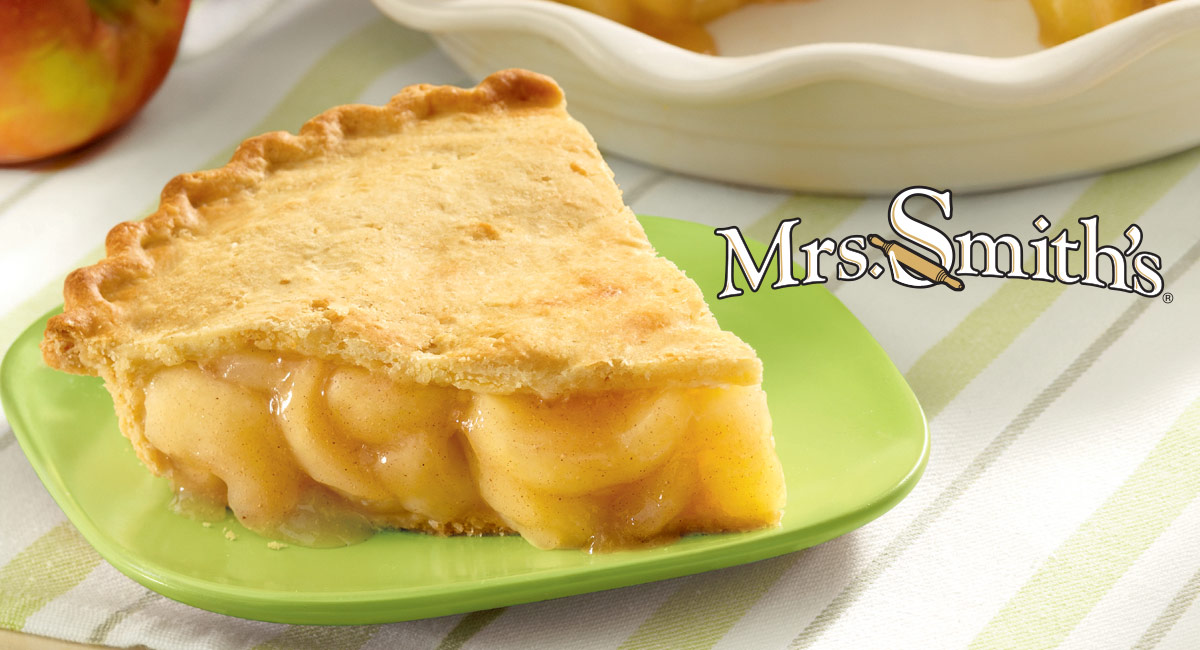 A Mrs. Smith's® slice of apple pie sits on a plate