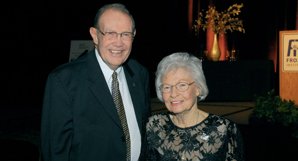 Alfred Schwan and his wife pose for a photo at the American Frozen Food Institute convention