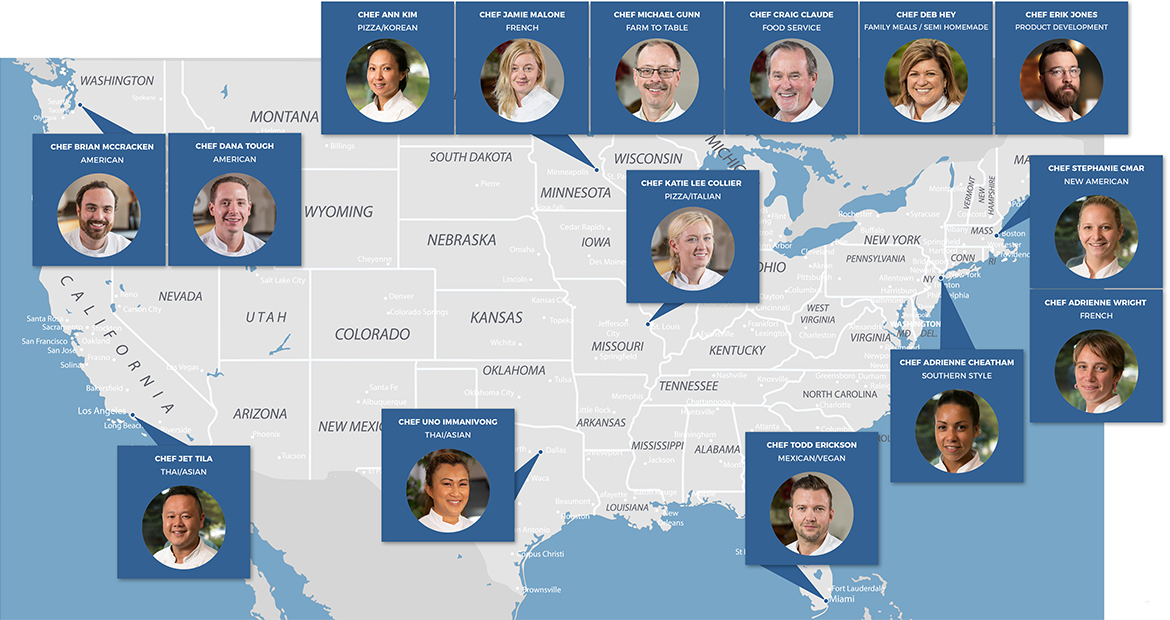 Map of Schwan's Chef Collective members locations in the USA